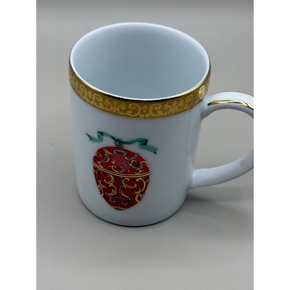 Royal Gallery Gold Buffet Christmas Ornament Coffee Mug Porcelain Gold Rim 1991